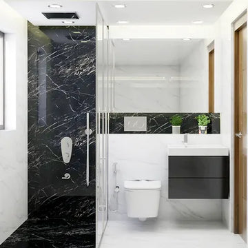 Contemporary Bathroom Design With Black Tiling